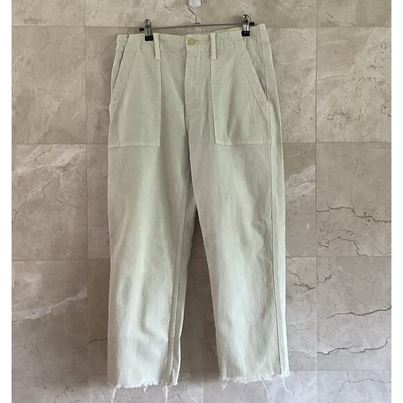 MOTHER Straight Patch Pocket Ankle Fray Jeans, Size 28, Butter Yellow Fall Denim - Picture 7 of 16